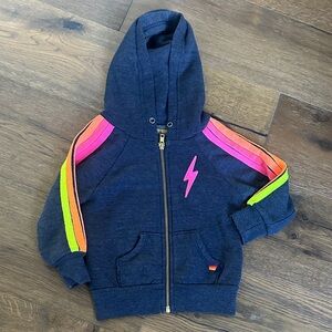 Aviator Nation Blue and Pink Lightning Bolt Hoodie